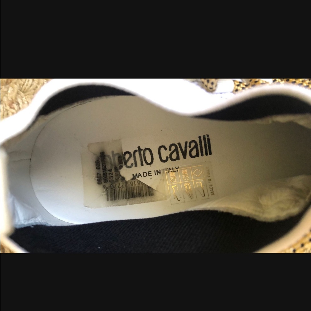 Roberto Cavalli Gold and White Sneakers - Picture 5 of 5
